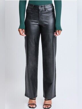 NEW WITH TAGS YMI Jr & Jr Plus  Hi-Rise Black Metallic Straight Leg Jeans